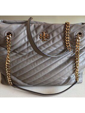 Tory Burch Kira Chevron Tote Shoulder Bag Classic Gray